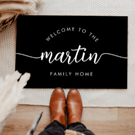 Elegant script lettertype gepersonaliseerde famili deurmat