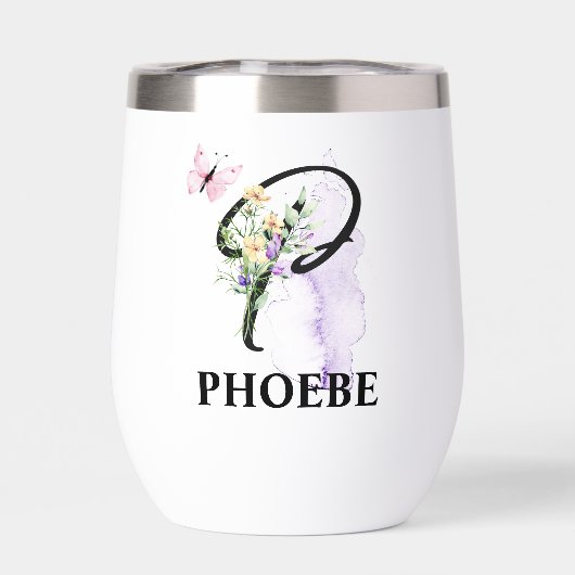 Élégant Script Lettre P Monogramme Nom personnalis (Arrière)