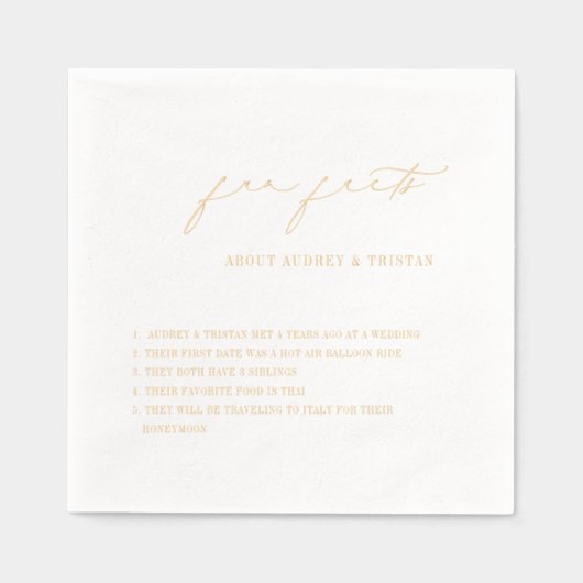 Elegant script Leuke weetjes Minimalistische bruil Folie Servetten (Voorkant)