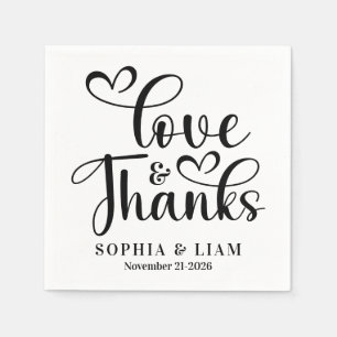 Elegant Script Liefde en Dank Trouwdag Servet