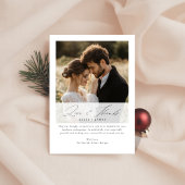 Elegant Script Liefde en Dankbaarheid Huwelijksfot Feestdagenkaart