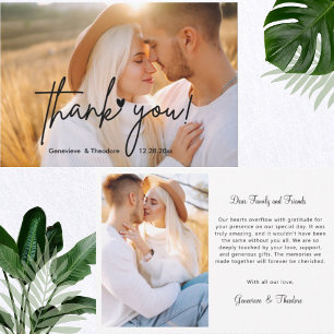 Elegant Script Liefde Trouwfoto Gepersonaliseerd Bedankkaart
