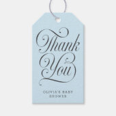 Elegant Script Light Blue  Boy Baby Shower Favor Cadeaulabel (Voorkant)