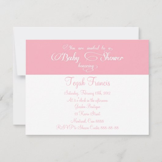 Elegant Script Light Pink Baby shower Invitation Kaart (Achterkant)