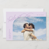Elegant Script Lilac Curved Frame Photo Save The Date (Voorkant)