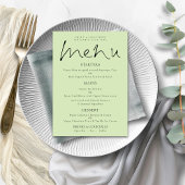 Élégant Script Lime Cream Green Mariage Carte menu