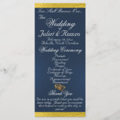 Elegant script & lint - Blauw/Gouden bruiloft Programma (Voorkant)