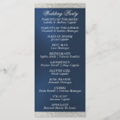 Elegant script & lint - Blauw/Zilveren bruiloft Programma (Achterkant)