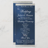 Elegant script & lint - Blauw/Zilveren bruiloft Programma (Voorkant / Achterkant)