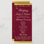 Elegant script & lint - Bourgogne/gouden bruiloft Programma (Voorkant / Achterkant)