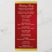 Elegant script & lint - Crimson/Gold Wedding Programma (Achterkant)