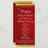 Elegant script & lint - Crimson/Gold Wedding Programma (Voorkant / Achterkant)
