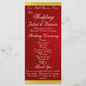 Elegant script & lint - Crimson/Gold Wedding Programma (Voorkant)