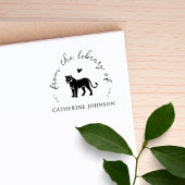 Elegant Script Lioness Heart Custom Library Book Rubberstempel