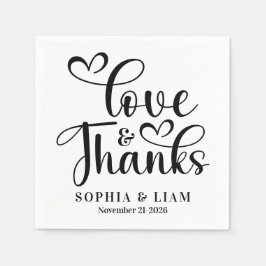 Elegant Script Love and Thanks Wedding Servet