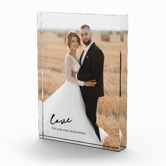 Élégant Script Love Bride Groom Bloc photo (Droite)