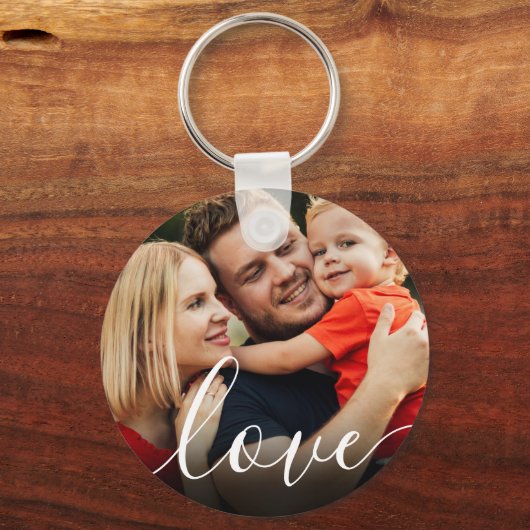 Elegant Script Love Photo Sleutelhanger (Voorkant)