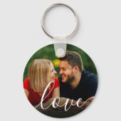 Elegant Script Love Photo Sleutelhanger (Achterkant)