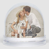 Elegant Script "Love" Photo Snow Globe (Avant)