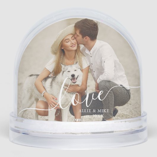 Elegant Script "Love" Photo Snow Globe (Avant)