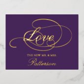 Elegant Script "Love" Weddenschap Hartelijk dank Folie Uitnodiging Briefkaart (Voorkant)