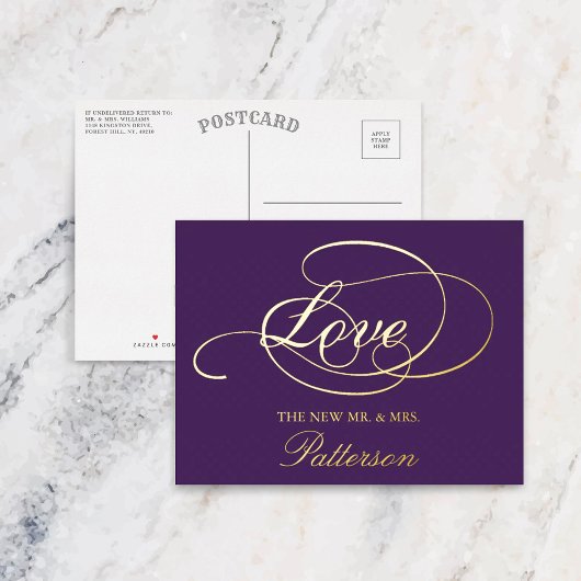 Elegant Script "Love" Weddenschap Hartelijk dank Folie Uitnodiging Briefkaart