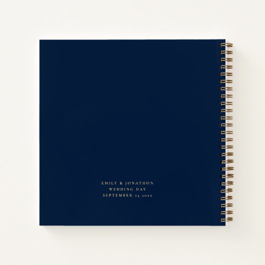 Élégant Script M. Mme Mariage Marine Livre d'or (Dos)