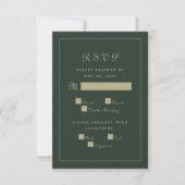 Elegant Script Maaltijd Bruiloft Enclosure Groen G RSVP Kaartje (Voorkant)