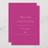 Elegant Script Magenta Verloving Invitation Kaart (Voorkant / Achterkant)
