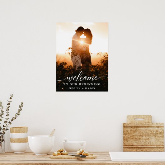 Élégant Script Mariage Affiche de bienvenue imprim (Cuisine)