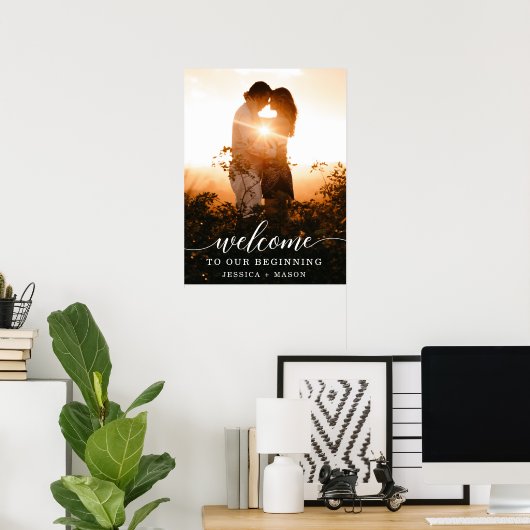 Élégant Script Mariage Affiche de bienvenue imprim (Bureau à domicile)