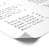Élégant Script Mariage Alphabétique Tableau de siè (Coin)