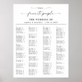 Élégant Script Mariage Alphabétique Tableau de siè (Devant)