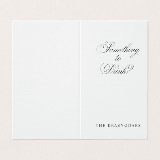 Élégant Script Mariage Bar Menu Place Card (Outside Unfolded)