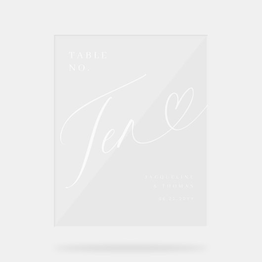 Élégant Script Mariage de coeur Numéro de table Di (Recto)