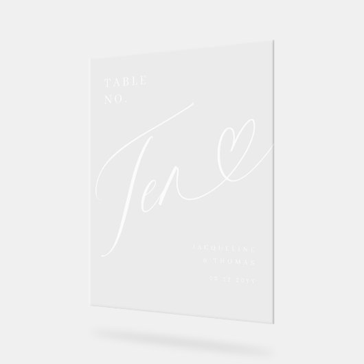 Élégant Script Mariage de coeur Numéro de table Di (Angle)