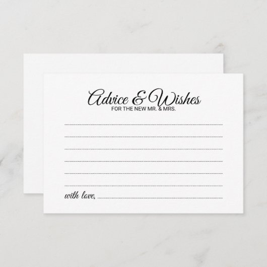 Elégant Script Mariage de conseil et de la carte d (Devant / Derrière)