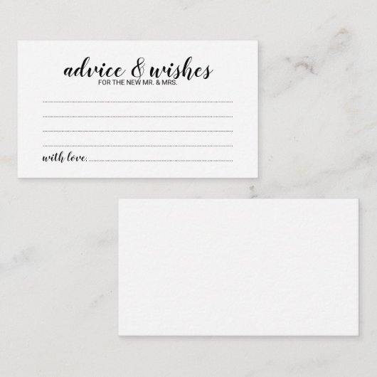 Elégant Script Mariage de conseil et de la carte d (Devant / Derrière)