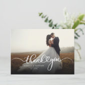 Élégant Script Mariage Jour Photo Carte de remerci (Debout devant)