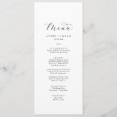 Élégant Script Mariage Menu Dîner (Devant)