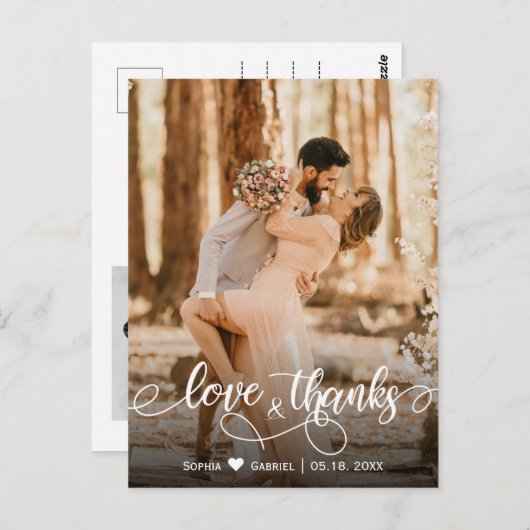 Elégant Script Mariage Merci photo carte postale (Devant / Derrière)