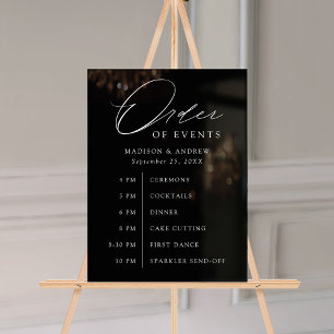 Élégant Script Mariage noir Ordre des événements