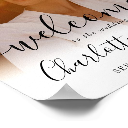 Élégant script Mariage photo Affiche de bienvenue (Coin)