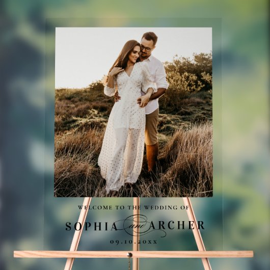 Élégant script Mariage photo Bienvenue (Neutre)