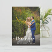 Élégant script Mariage photo | Carte de remercieme (Debout devant)