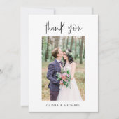 Élégant script Mariage photo Carte de remerciement (Devant)