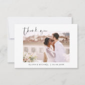 Élégant script Mariage photo Carte de remerciement (Devant)