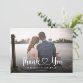 Élégant script Mariage photo Carte de remerciement (Debout devant)
