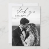Élégant script Mariage photo Carte de remerciement (Devant)