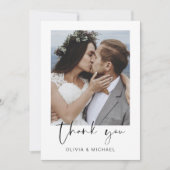 Élégant script Mariage photo Carte de remerciement (Devant)